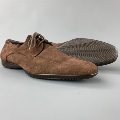 PAUL SMITH Taille 10 Chaussures à lacets en daim marron à bout carré