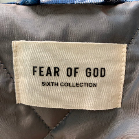 FEAR OF GOD  Size L Blue Cream Plaid Cotton Padded Jacket