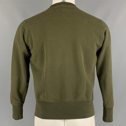 FREEMANS SPORTING CLUB Size M Olive Solid Cotton Crew-Neck Sweatshirt