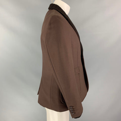 BURBERRY PRORSUM par Christopher Bailey Taille 40 Veste à revers en laine à col Zig Zag marron