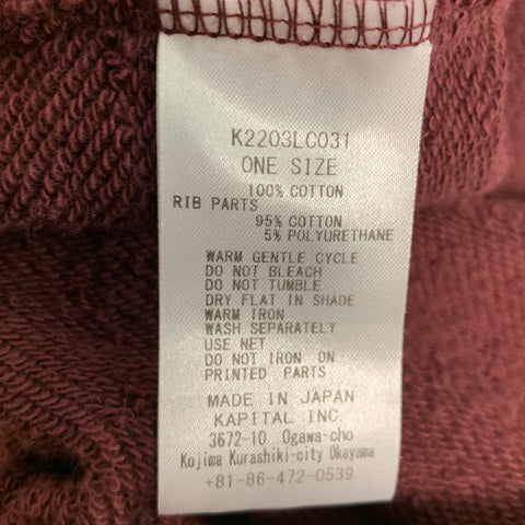 KAPITAL Size XXL Brown Multi-Color Graphic Cotton Oversized Sweatshirt