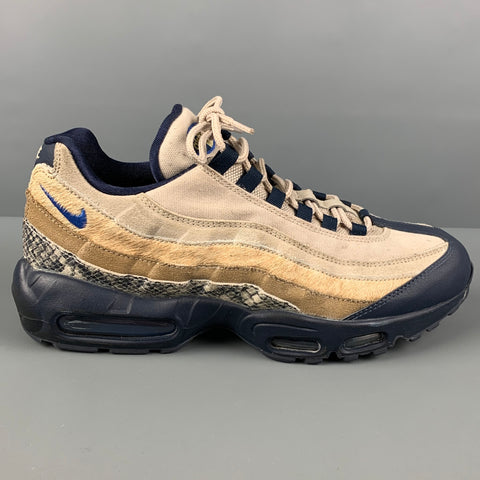 NIKE Talla 10.5 Beige Azul marino Materiales mixtos Zapatillas bajas Air Max 95