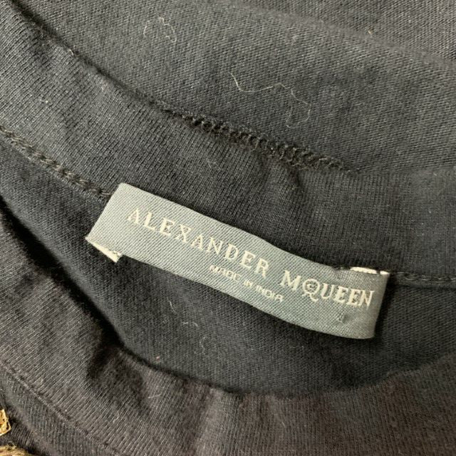 ALEXANDER MCQUEEN Size 0 Black Gold Cotton Embroidered Tank T-Shirt