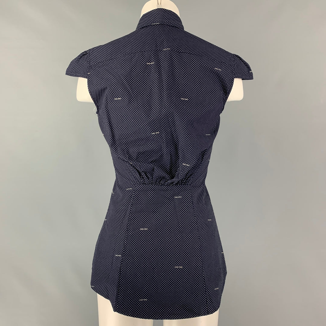DSQUARED2 Taille 4 Haut décontracté à manches courtes en coton bleu marine et blanc à pois