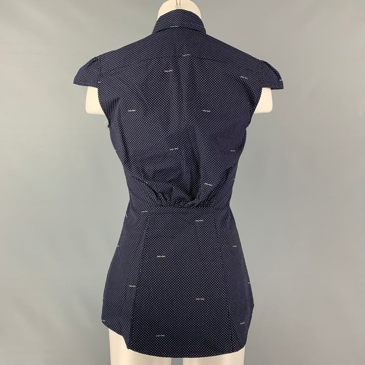 DSQUARED2 Taille 4 Haut décontracté à manches courtes en coton bleu marine et blanc à pois