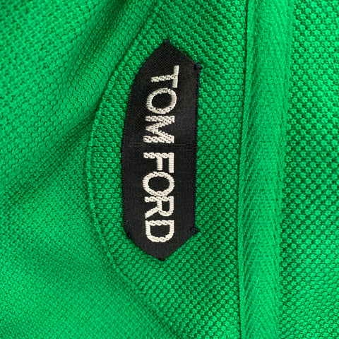 TOM FORD Size S Green Pique Buttoned Collar Polo