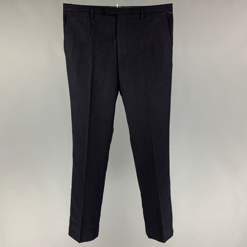 LANVIN Size 32 Navy Wool Dress Pants