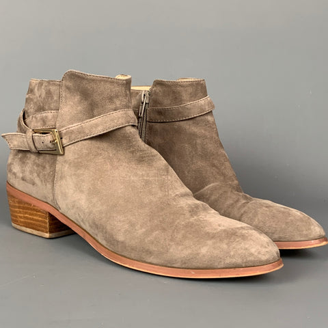 BARNEY'S NEW YORK Botas con tira al tobillo de ante color topo talla 9