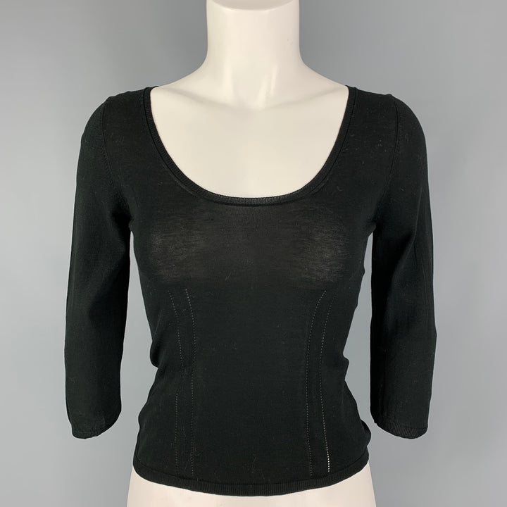 GUCCI Size XS Black Cotton Scoop Neck Pullover