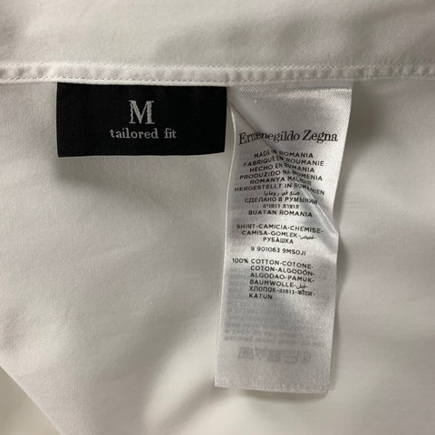 ERMENEGILDO ZEGNA Size XL White Cotton Tailored Fit Long Sleeve Shirt