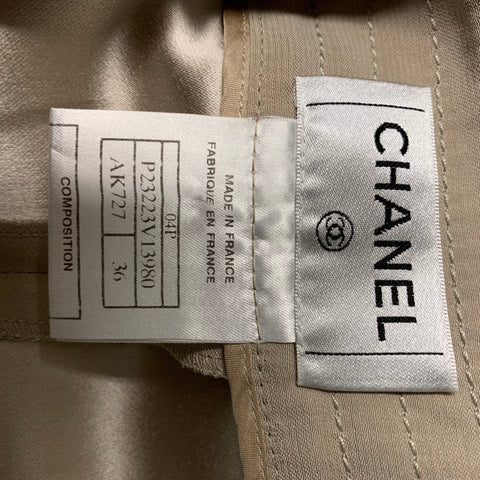 CHANEL Size 4 Beige Silk Straight Dress Pants