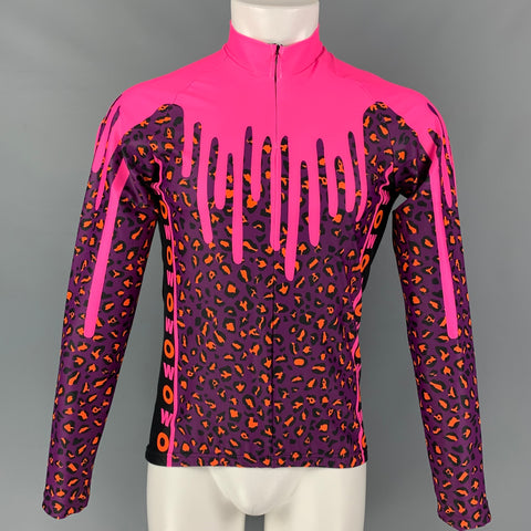 WALTER VAN BEIRENDONCK FW19 Size M Pink Purple Graphic Nylon Jersey Bike Top