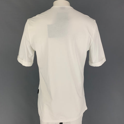 BLACK CIRCUS Taille XXL T-shirt Henley en coton blanc