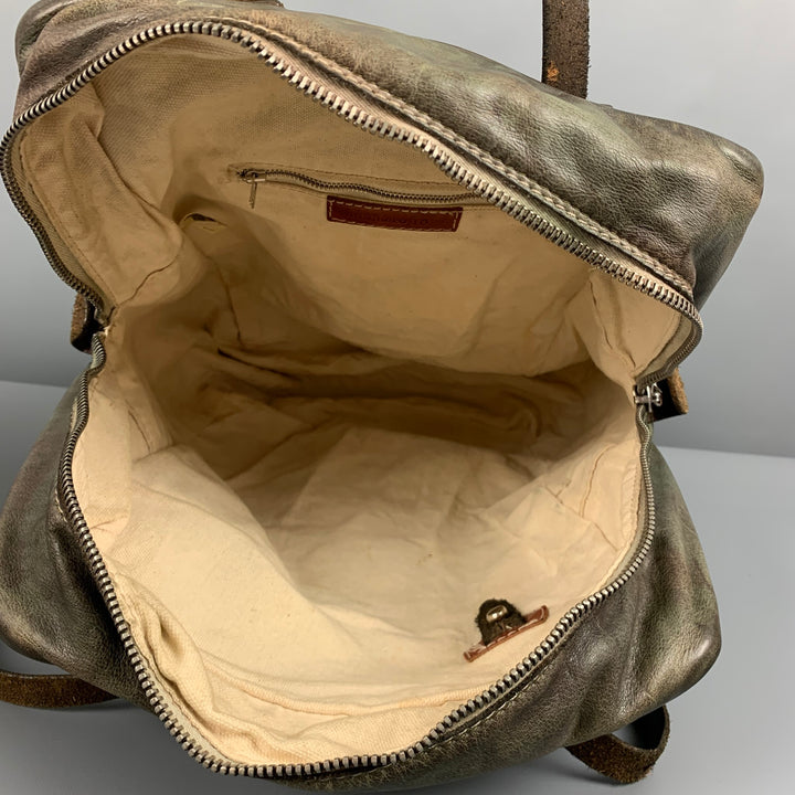 Bolso NUMERO 10 de piel desgastada gris verde