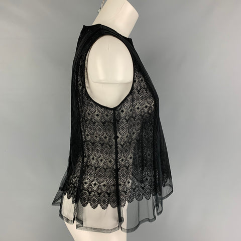 NOIR KEI NINOMIYA Size M Black Tulle Sleeveless Dress Top