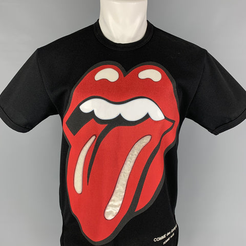COMME des GARCONS HOMME PLUS SS 2006 Size M Black Red Archive Rolling Stones T-Shirt