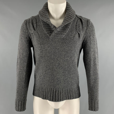 ONASSIS Taille S Pull Col Châle en Laine Gris