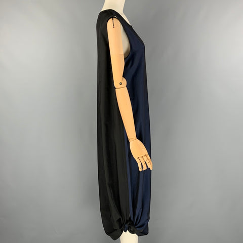 MILLER et BERTAUX Vestido recto con bloques de color de acetato negro marino talla 2