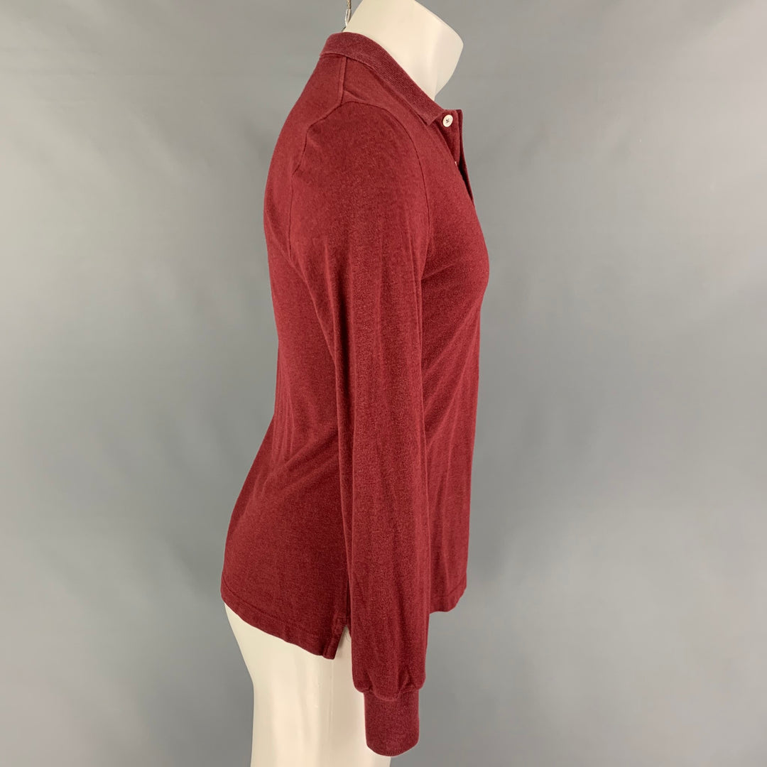 BRUNELLO CUCINELLI Size S Red Cotton Long Sleeve Polo