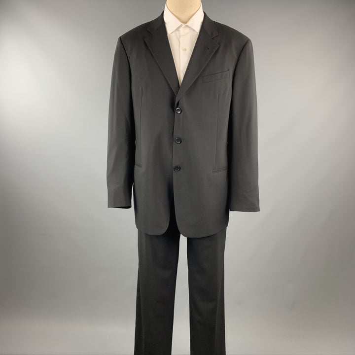 ARMANI COLLEZIONI Black Solid Wool 40 x 34 Suit
