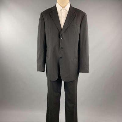 ARMANI COLLEZIONI Black Solid Wool 40 x 34 Suit