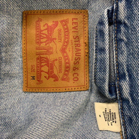 LEVI STRAUSS Size M Light Blue Distressed Cotton Denim Jacket