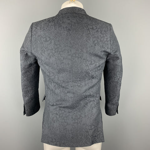 PAUL SMITH Size 36 Dark Gray Jacquard Cotton / Polyester Sport Coat