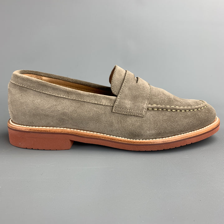 J CREW Size 8.5 Taupe Suede Penny Strap Slip On Loafers