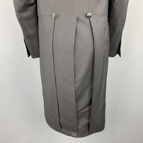 BLACK FLEECE Size 42 Black Wool Open Front Tail Coat