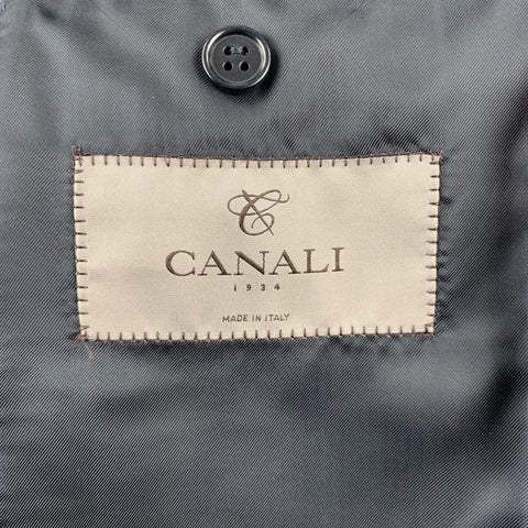 CANALI Size 42 Long Navy Wool Notch Lapel Suit