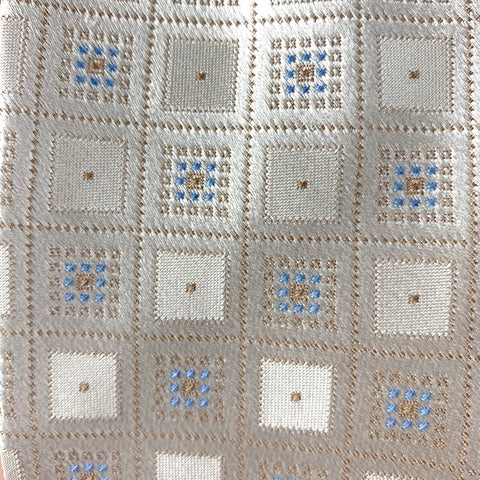 BRIONI Ivory &  Blue Checkered Silk Tie