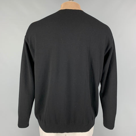 PRADA Talla M Jersey de cuello alto con bloques de color negro y marrón