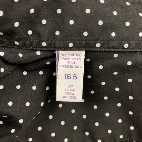 RALPH LAUREN Purple Label Size L Black & White Dots Cotton Button Up Long Sleeve Shirt