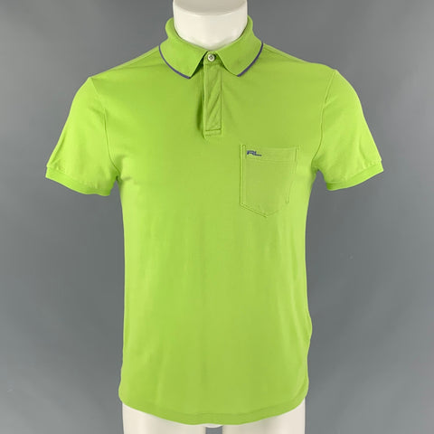 RALPH LAUREN Talla S Polo verde de algodón y elastano con un bolsillo