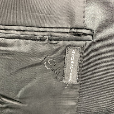 ISAIA 44 Black Solid Lana Wool 38 x 34 Notch Lapel Tuxedo