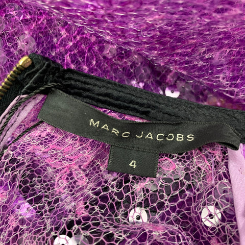 MARC JACOBS Taille 4 Robe droite à paillettes noires violettes