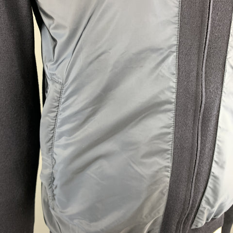 PRADA Size 42 Navy Nylon &  Wool Zip Up High Collar Jacket