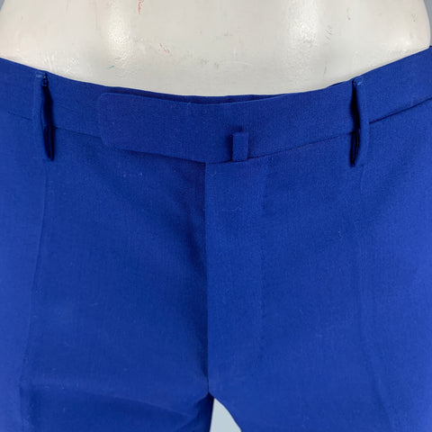 INCOTEX Size 32 Royal Blue Solid Wool Zip Fly Dress Pants