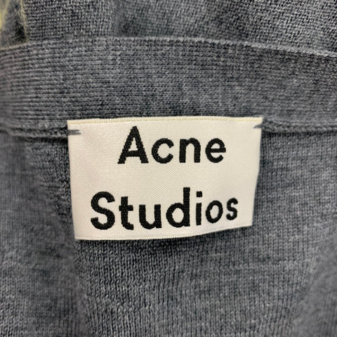 ACNE STUDIOS Size XL Grey Merino Wool Buttoned Cardigan