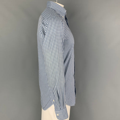 HAMILTON Size L Blue & Light Blue Gingham Long Sleeve Shirt