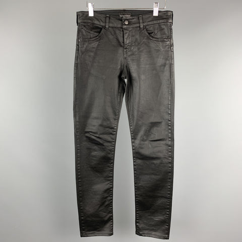 EMPORIO ARMANI Size 28 Black Coated Cotton Jean Cut Casual Pants