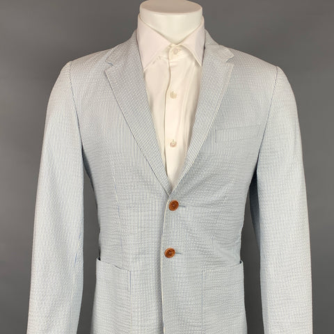 PS by PAUL SMITH Size 36 Light Blue & White Seersucker Sport Coat