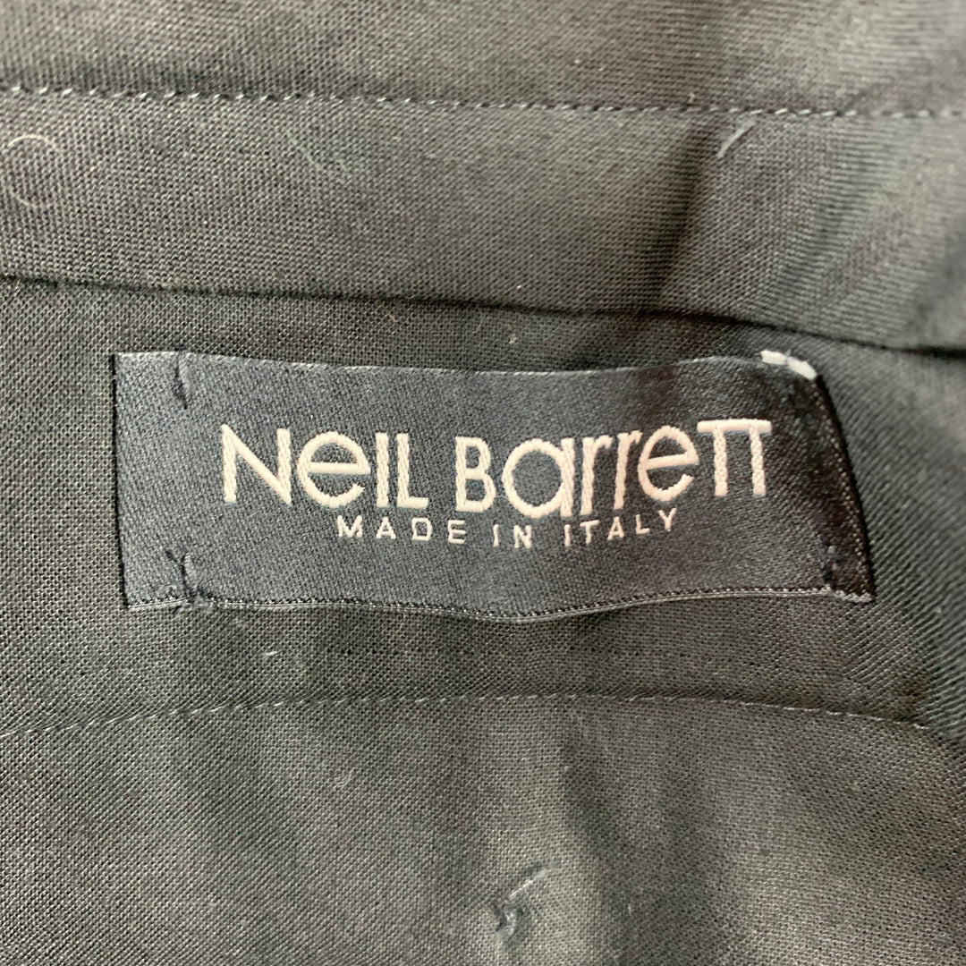NEIL BARRETT Size 30 Black & Grey Pinstripe Wool Pleated Dress Pants