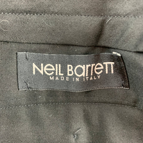 NEIL BARRETT Size 30 Black & Grey Pinstripe Wool Pleated Dress Pants