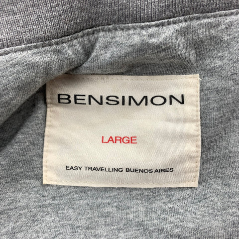 BENSIMON Size L Grey Nylon Hooded Jacket