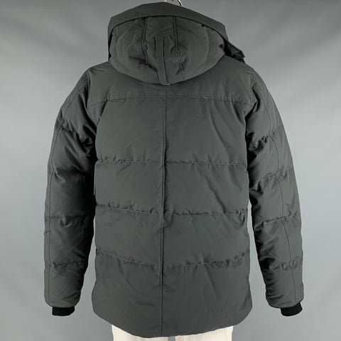 CANADA GOOSE Size XL Grey Quilted Polyester Cotton Hooded Jacket