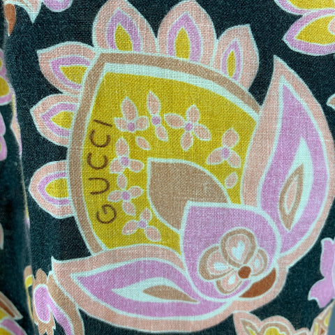 GUCCI Size 32 Purple Yellow Floral Cotton Flat Front Shorts