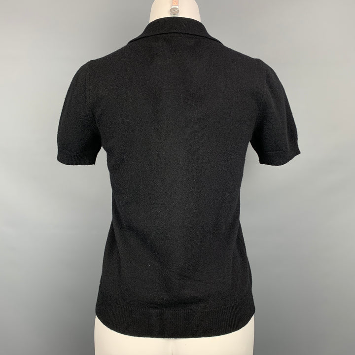 ROCHAS Size 4 Black Wool Buttoned Polo Shirt