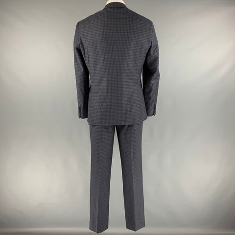 THEOR Size 42 Black Grey Checkered Wool Single Breasted
