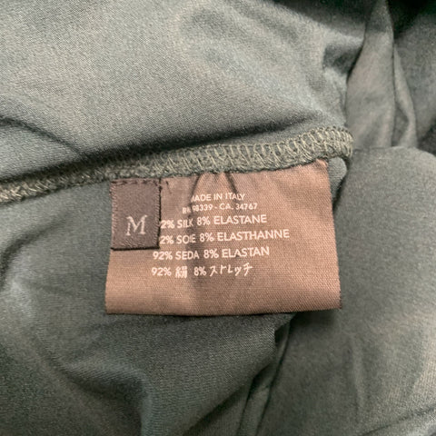 PRADA Taille M Chemise à manches longues à col en V en soie unie et élasthanne vert forêt